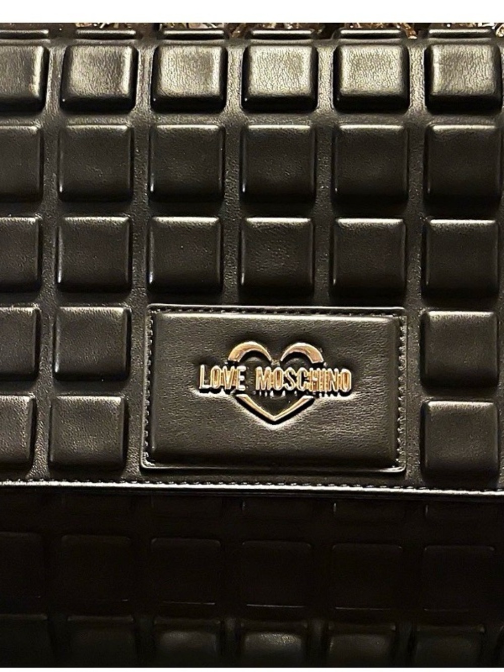 Love Moschino Black Quilted Crossbody with Gold Logo
